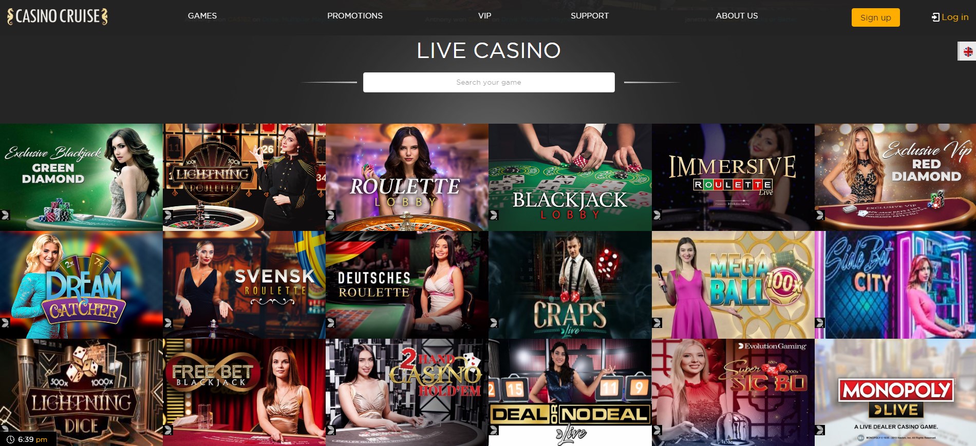 Casino Cruise Live Dealer Games