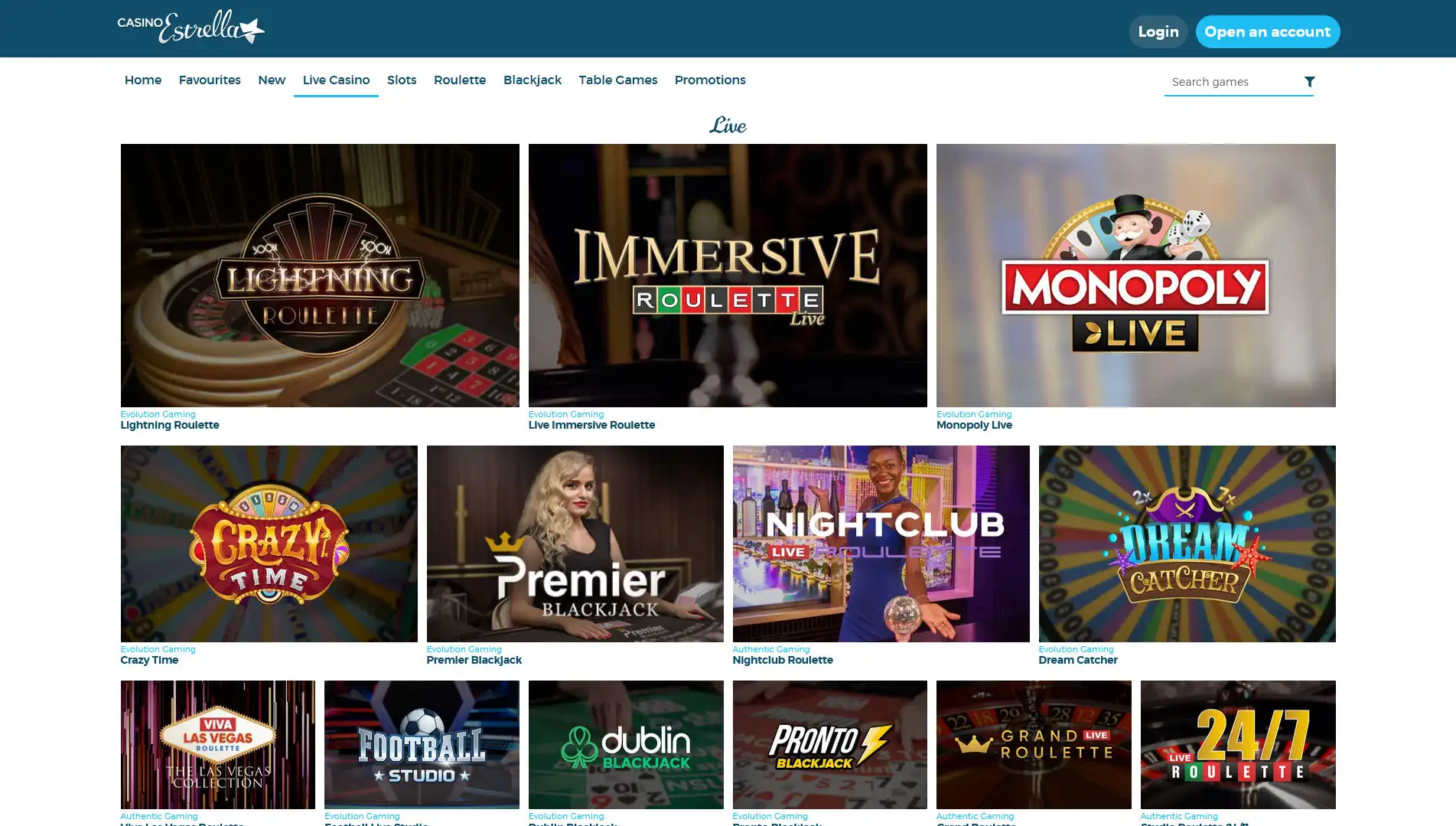 Casino Estrella Live Dealer Games