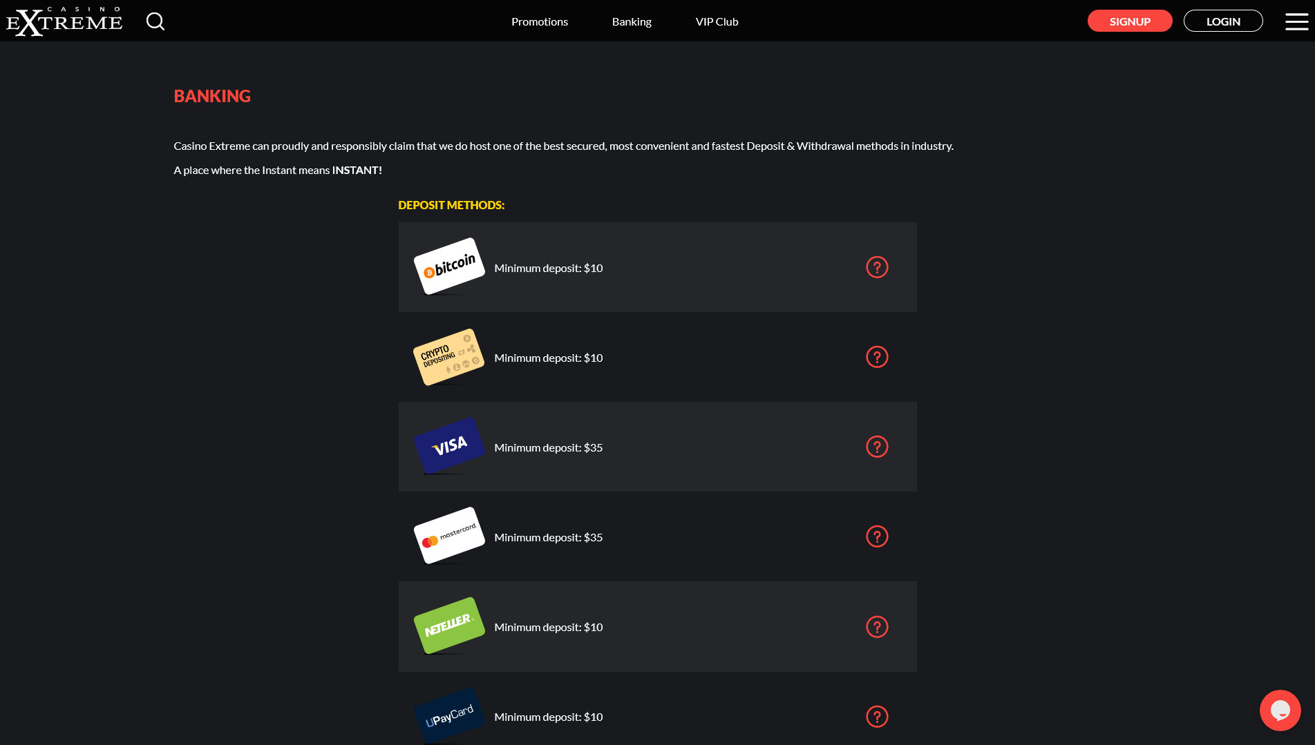 Casino Extreme Payment Methods