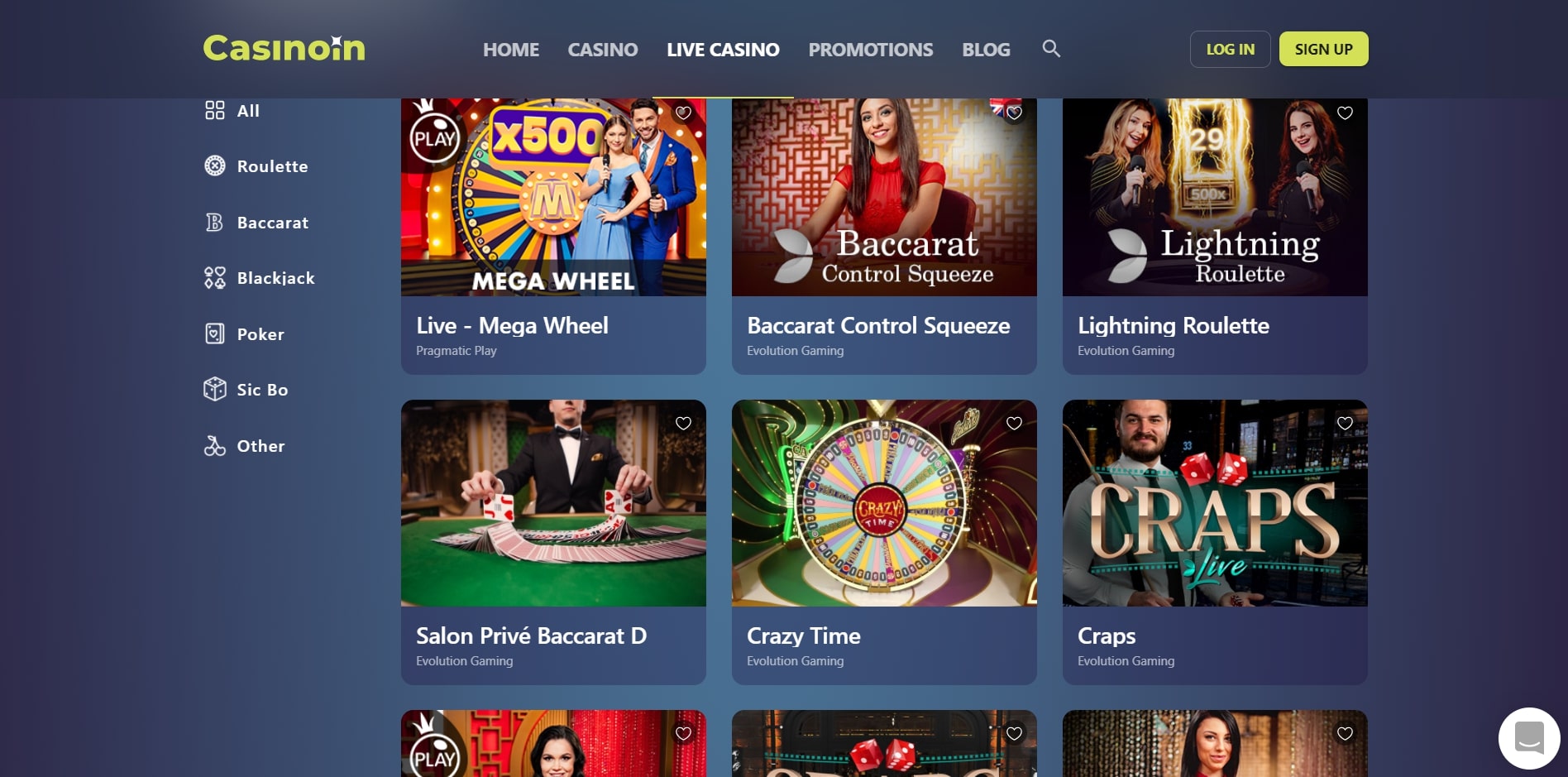 Casinoin Live Dealer Games