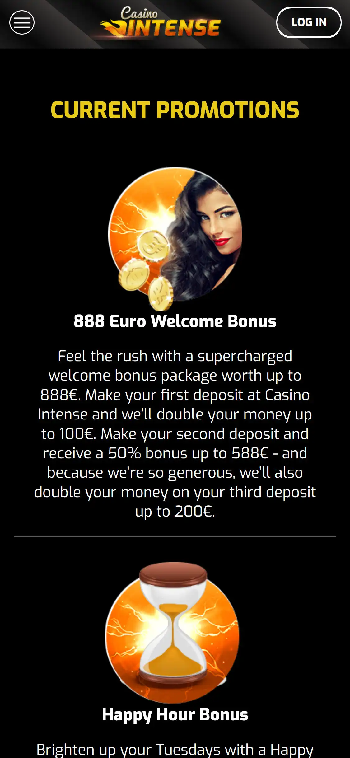Illustration des bonus de Casino Intense
