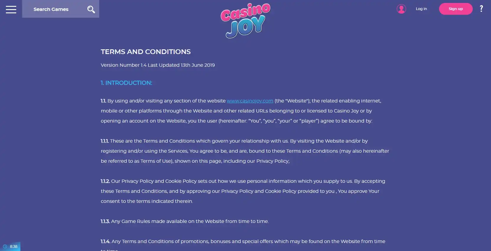 Casino Joy Support