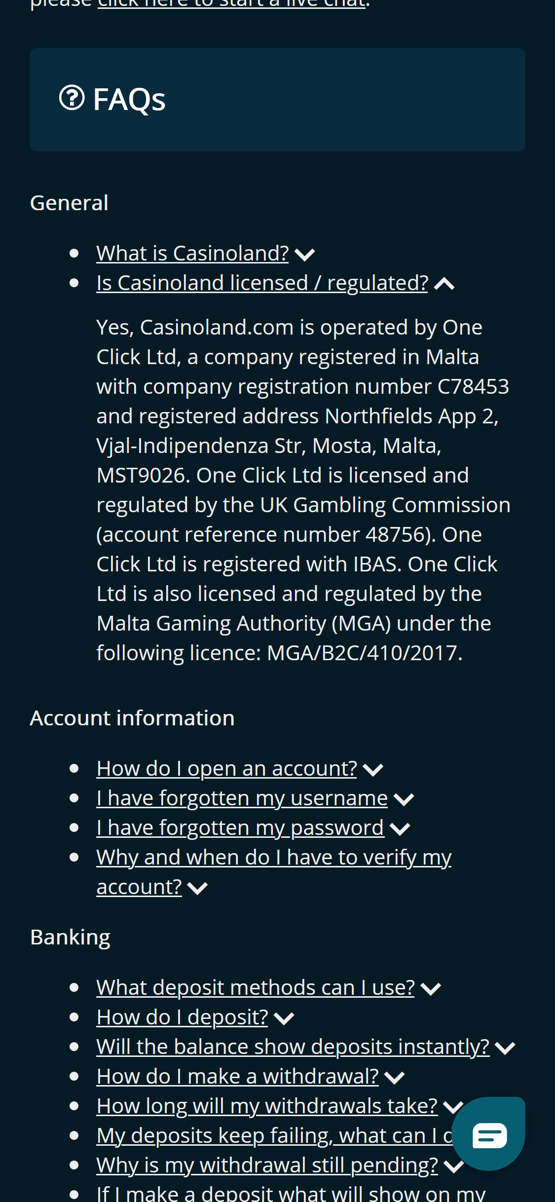 Casino Land Mobile Support Review