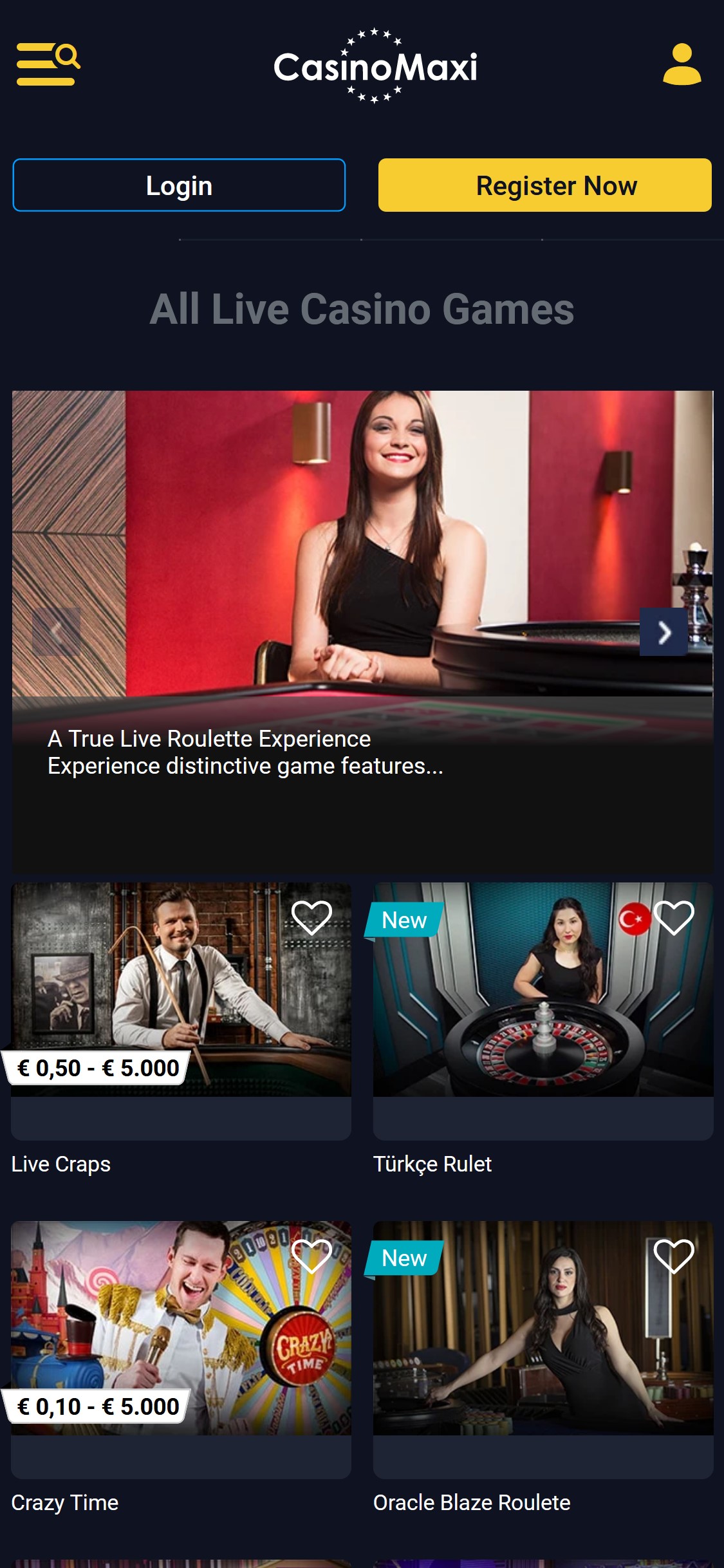 CasinoMaxi EU Mobile Live Dealer Games Review