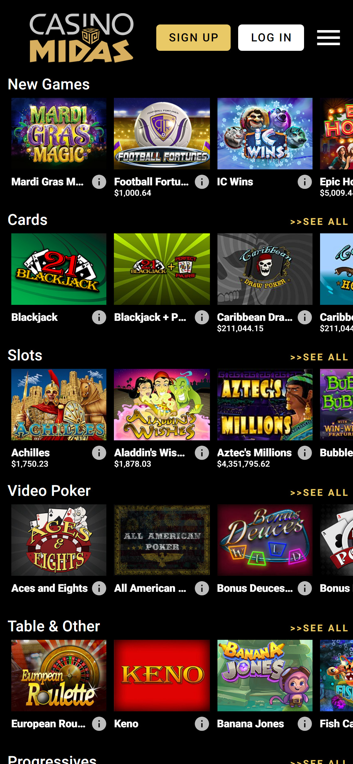 Casino Midas Mobile Games Review