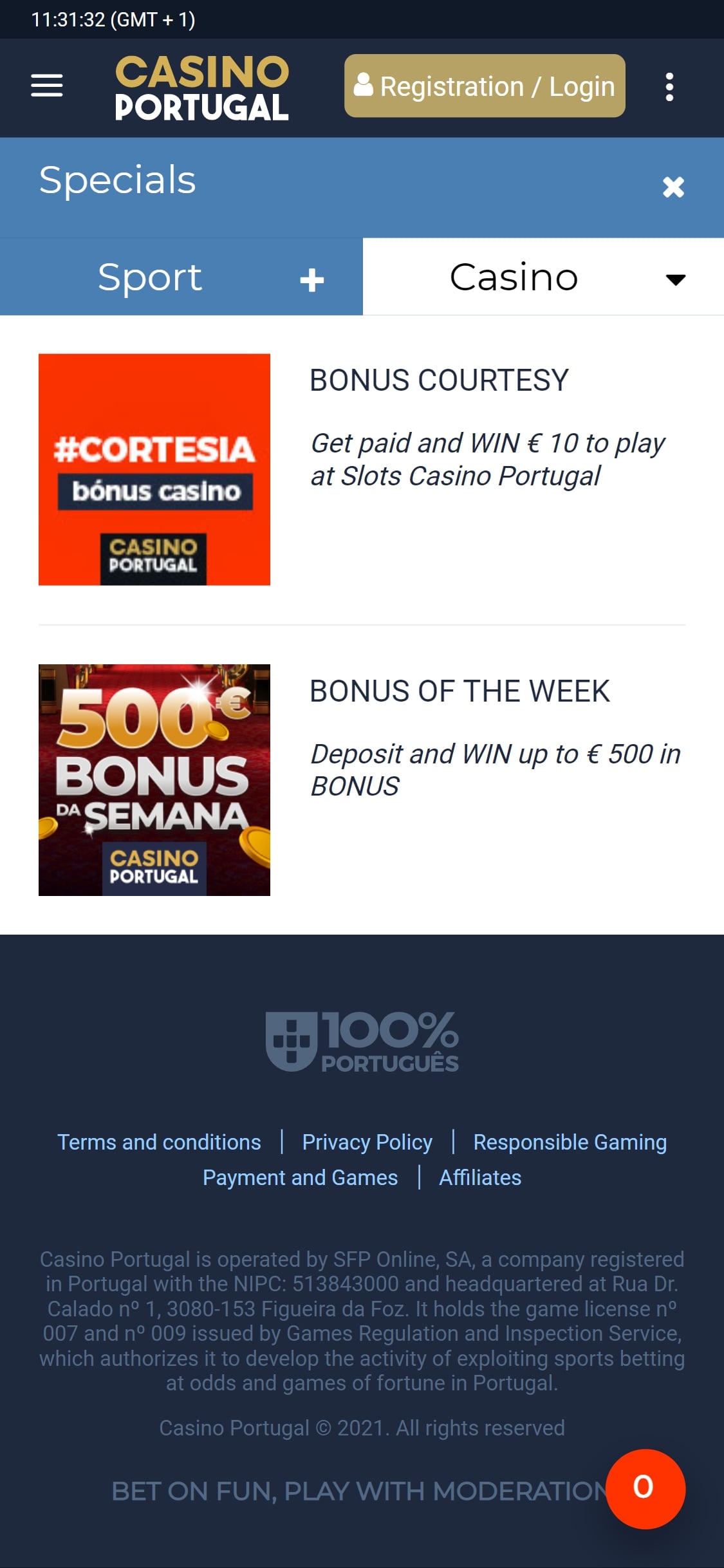 Casino Portugal Mobile No Deposit Bonus Review