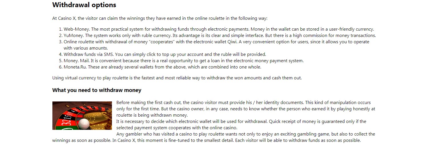Casino X US Payment Methods