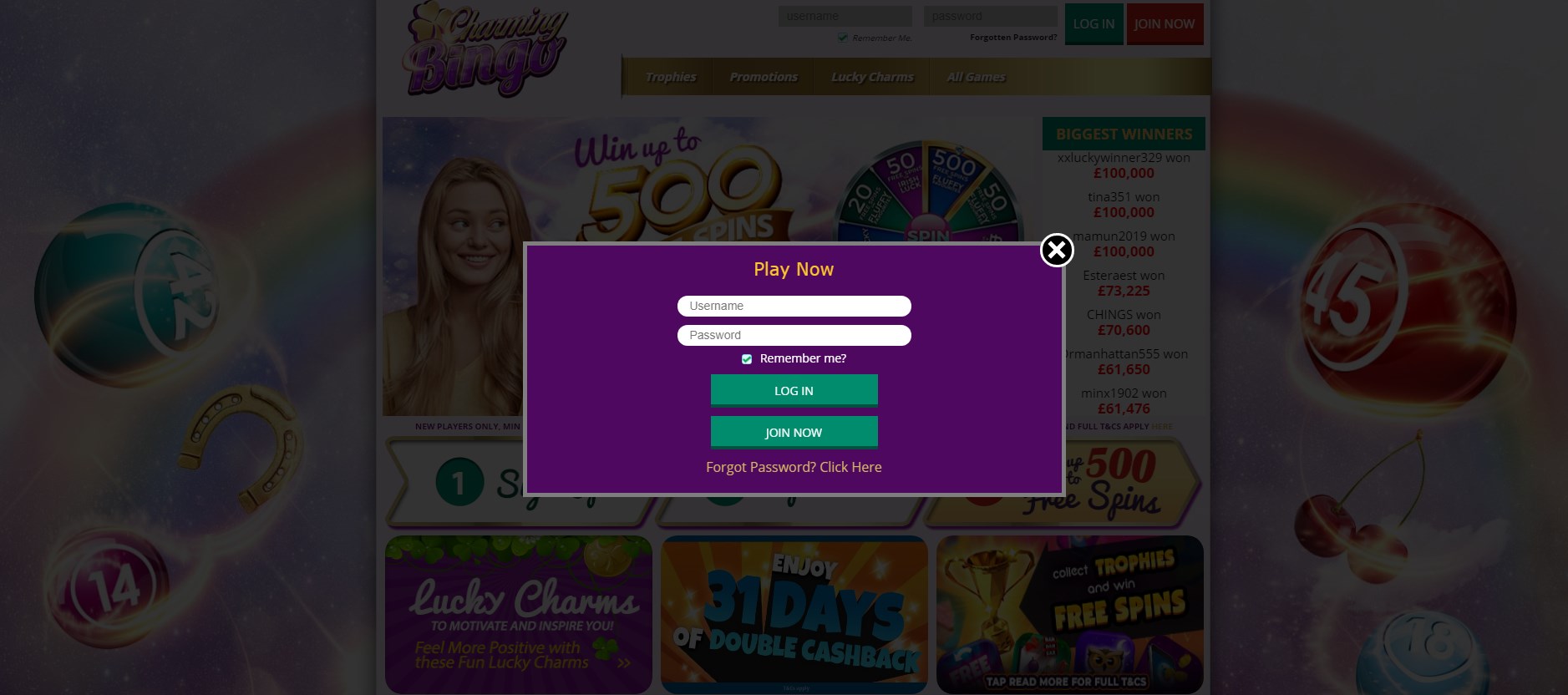 Charming Bingo Casino Login