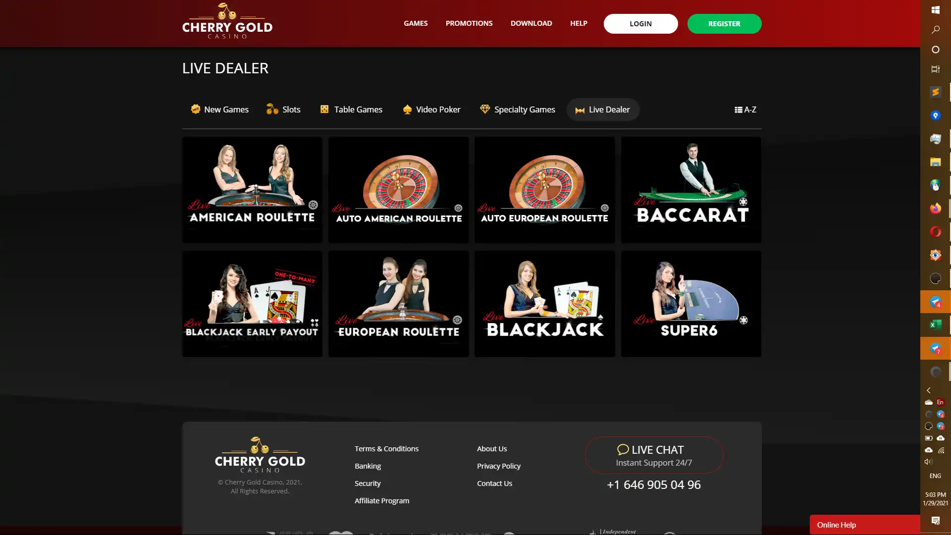 Cherry Gold Casino Live Dealer Games
