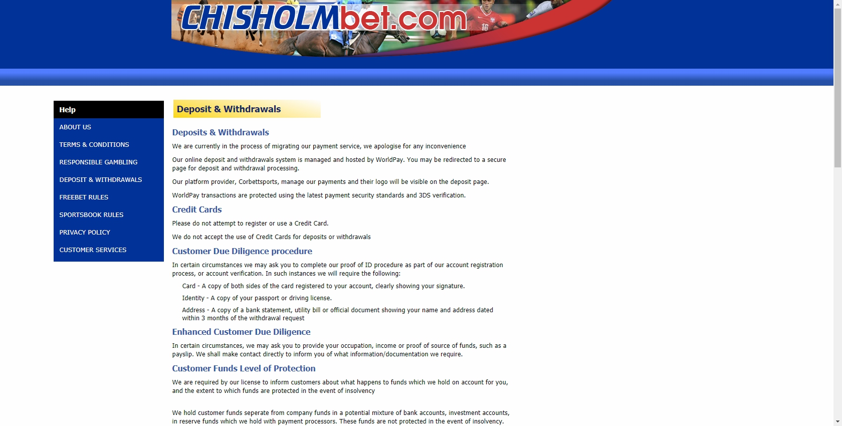 Chis Holm Bet Casino Payment Methods