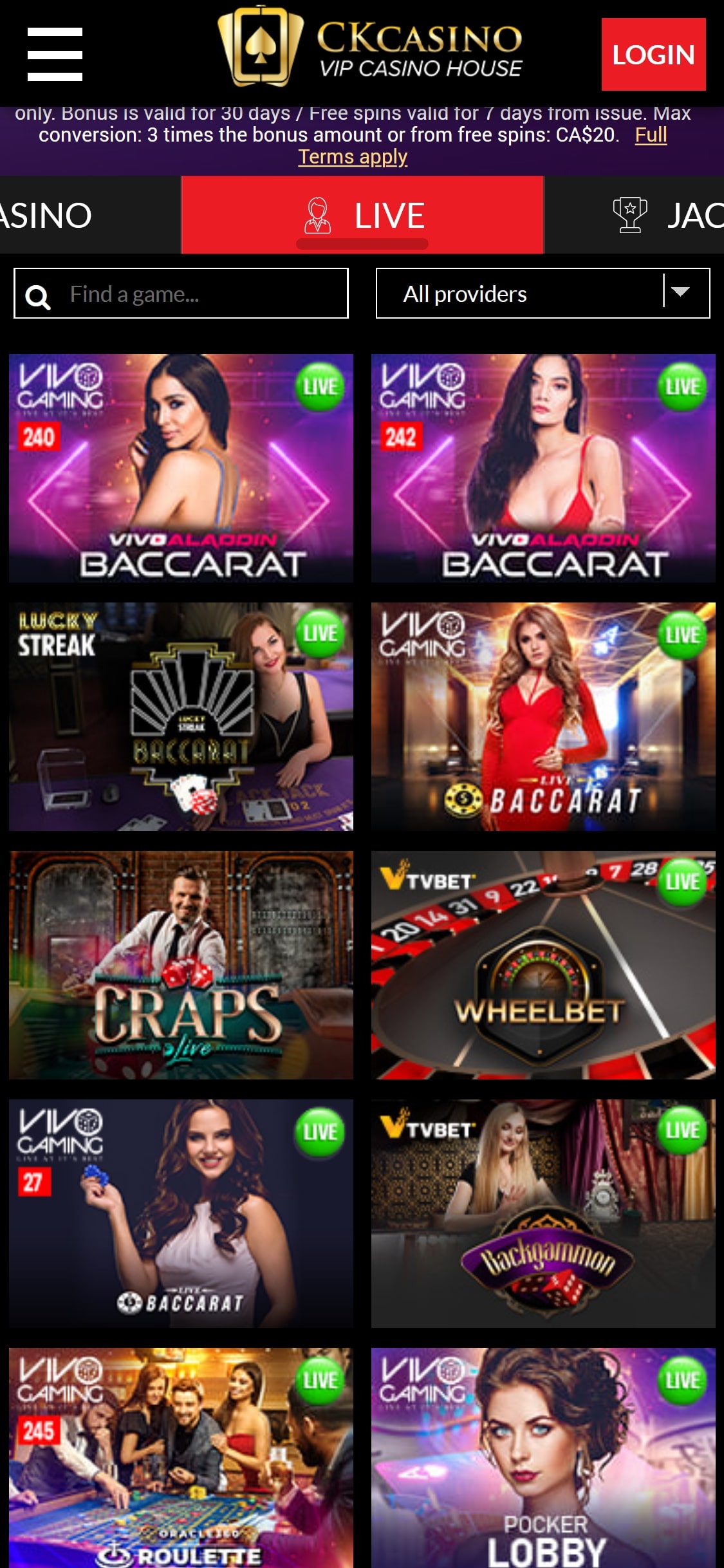 CKCasino Mobile Live Dealer Games Review