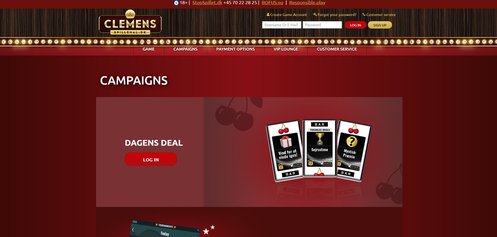 Clemens Spillehal DK Casino No Deposit Bonus