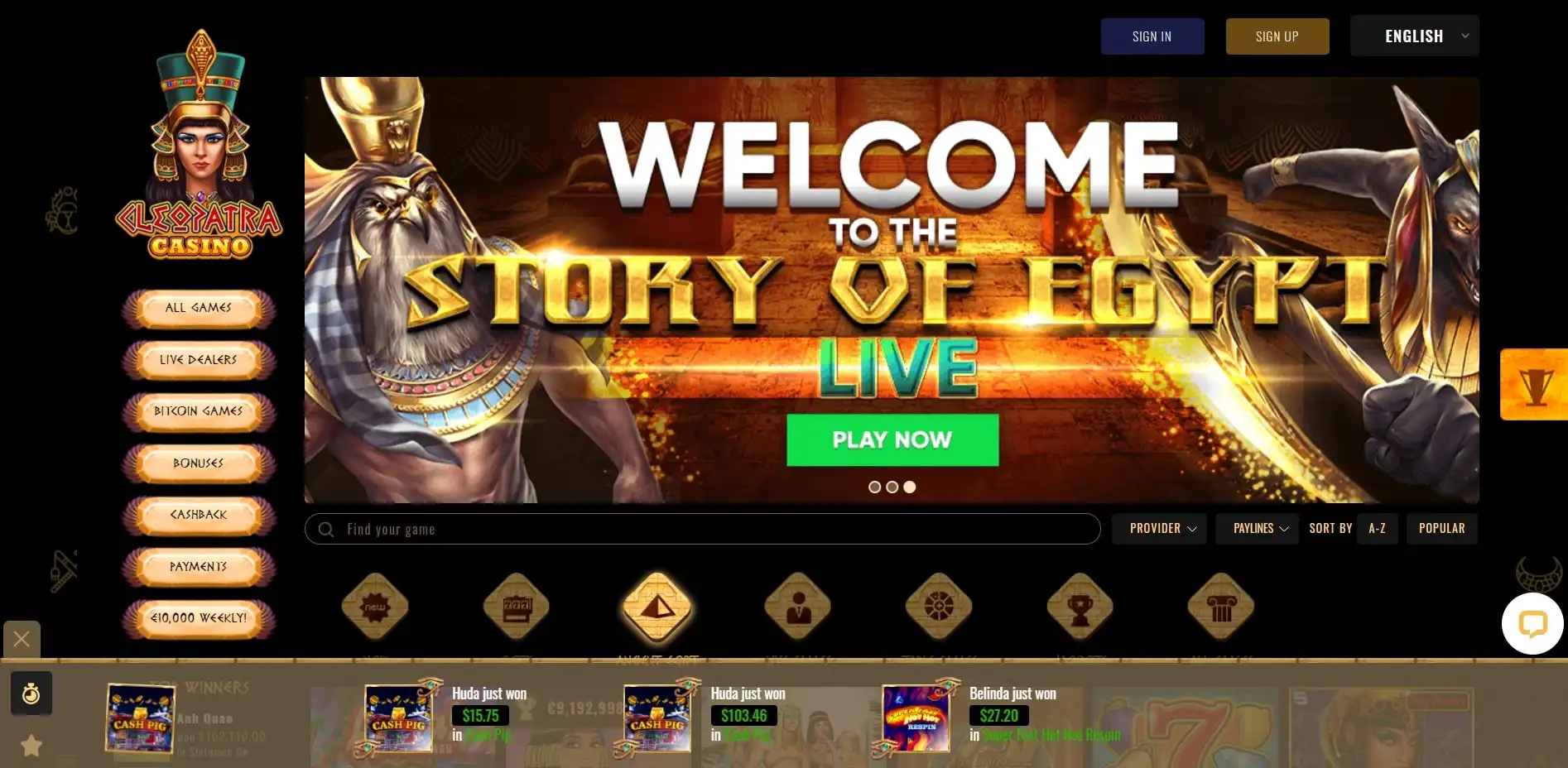Cleopatra Casino Review