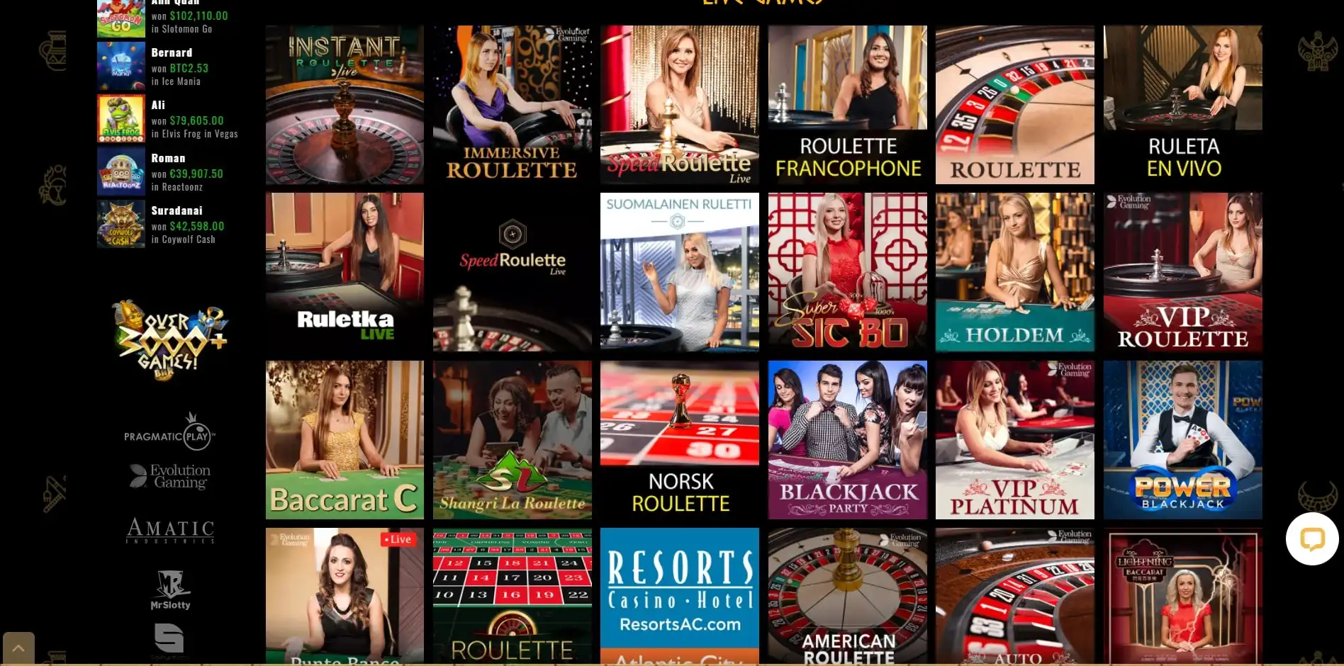 Cleopatra Casino Live Dealer Games