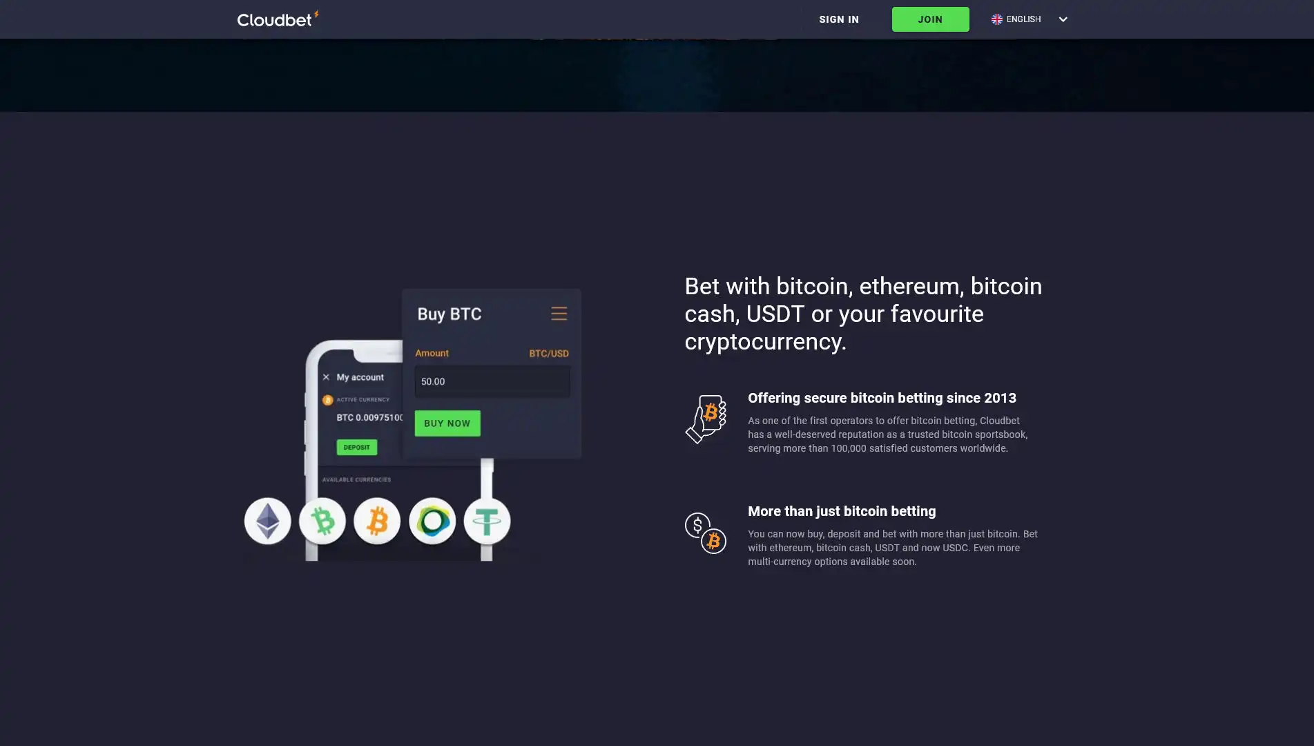 Cloudbet Casino Payment Methods
