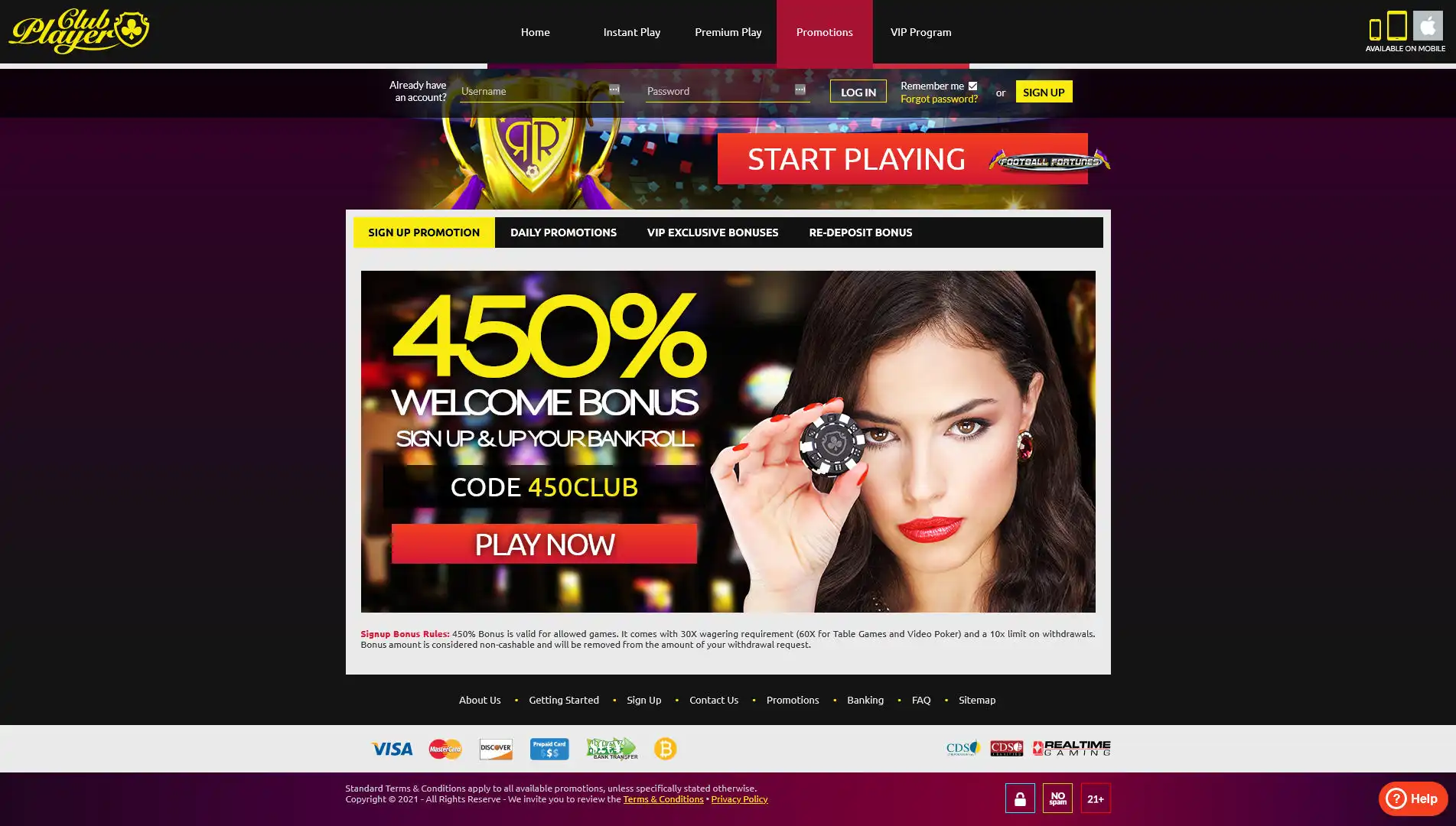 Club Player Casino No Deposit Bonus