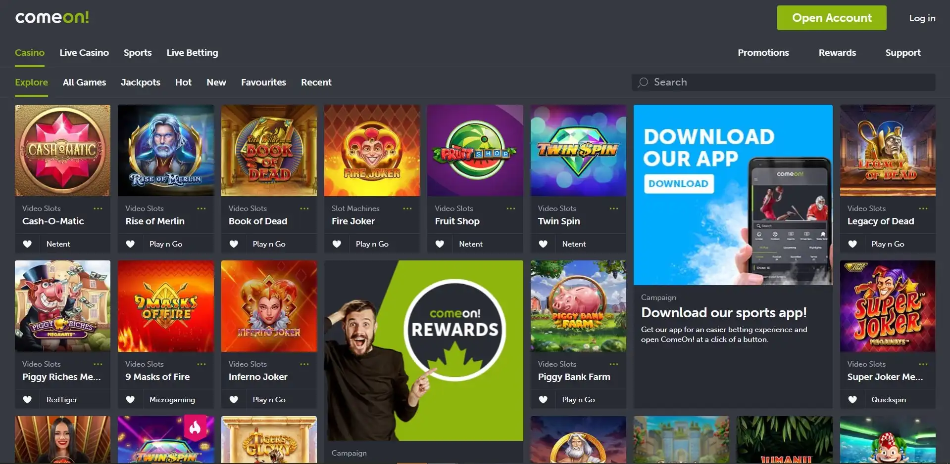 ComeOn Casino App