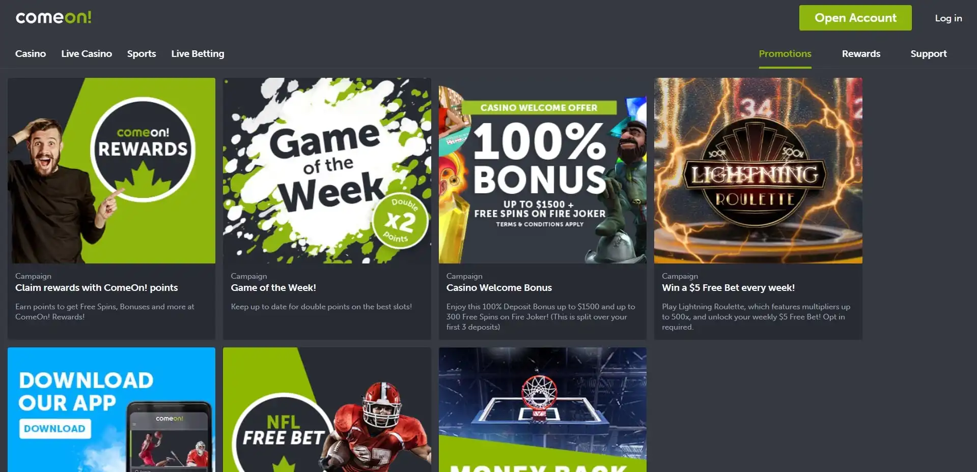 ComeOn Casino No Deposit Bonus