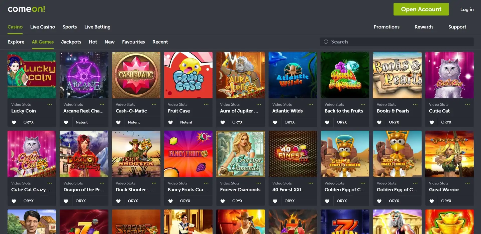 ComeOn Casino Games