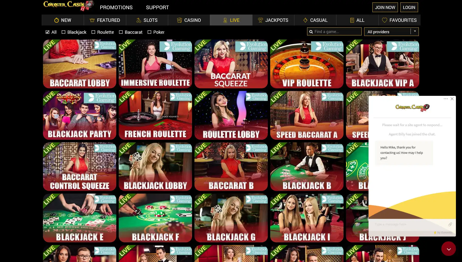 Conquer Casino Support