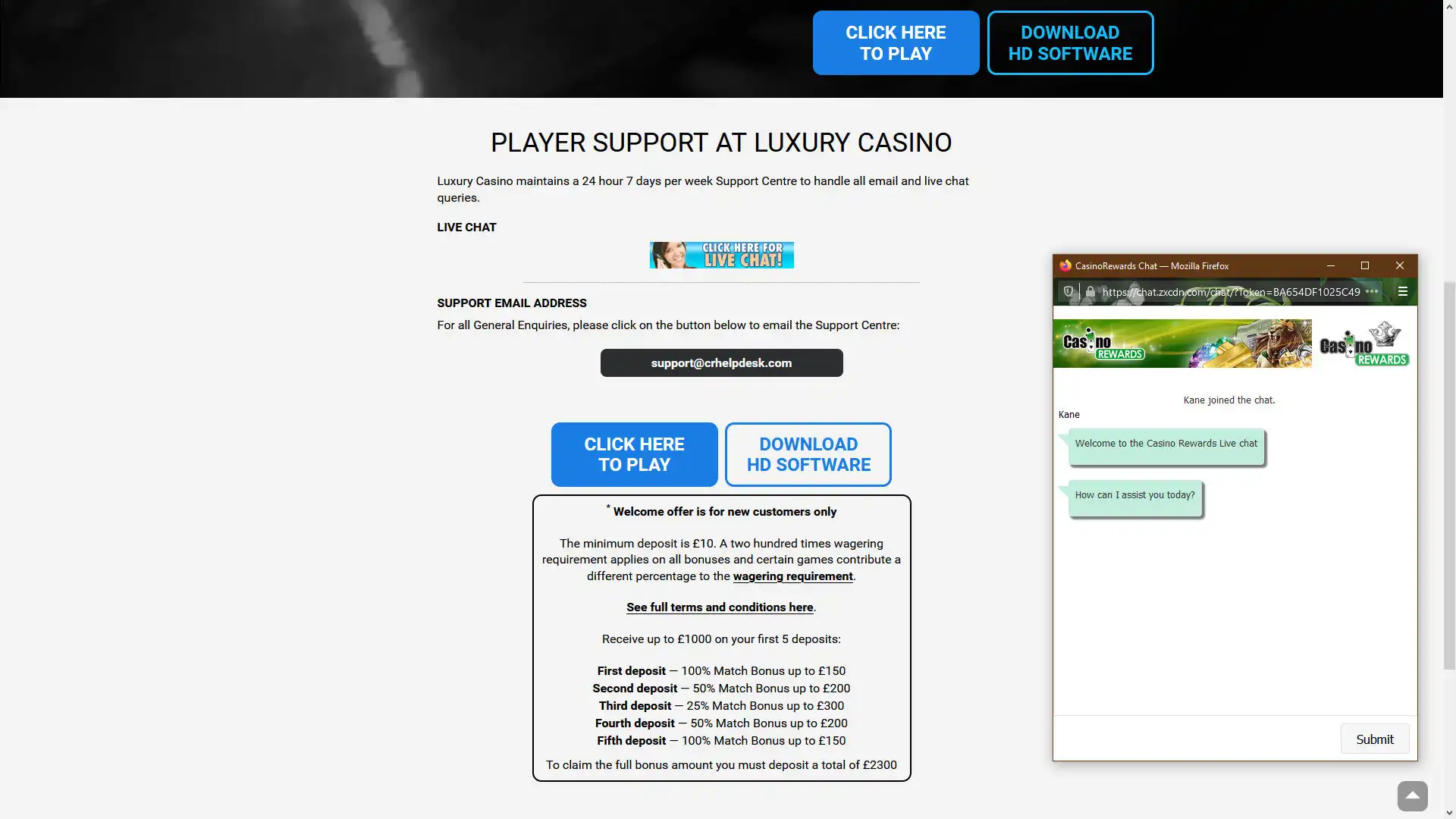 Cosmo Casino Support