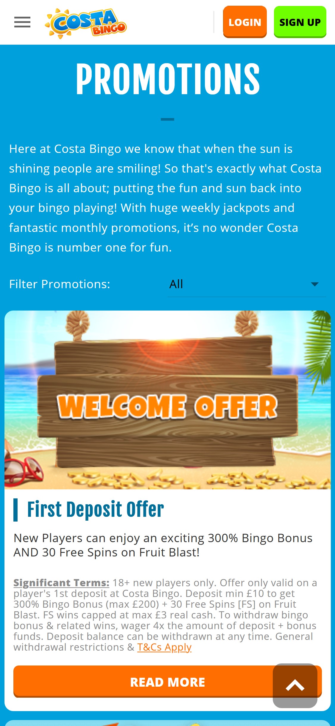 Costa Bingo Casino Mobile No Deposit Bonus Review