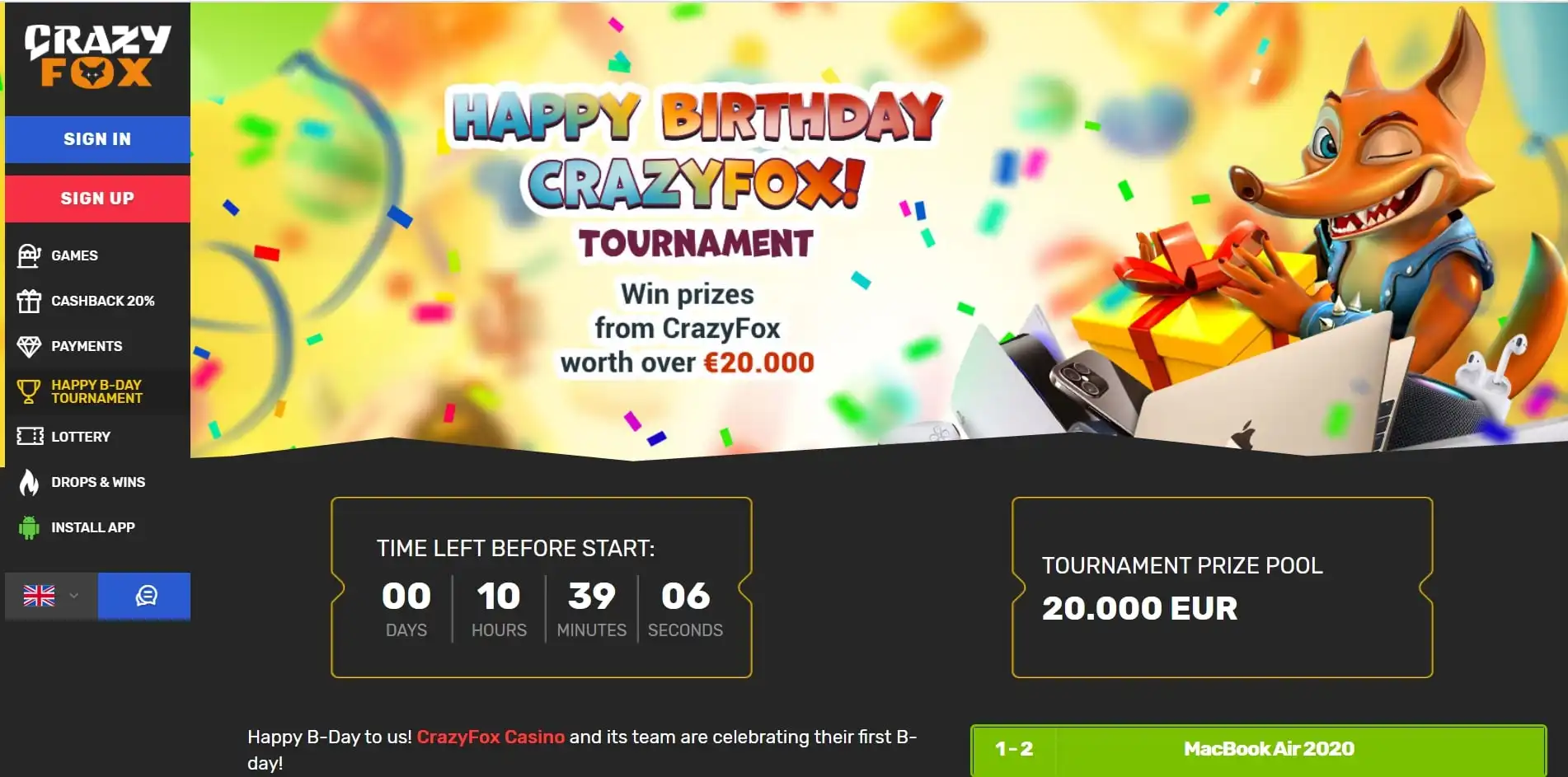 Crazy Fox No Deposit Bonus