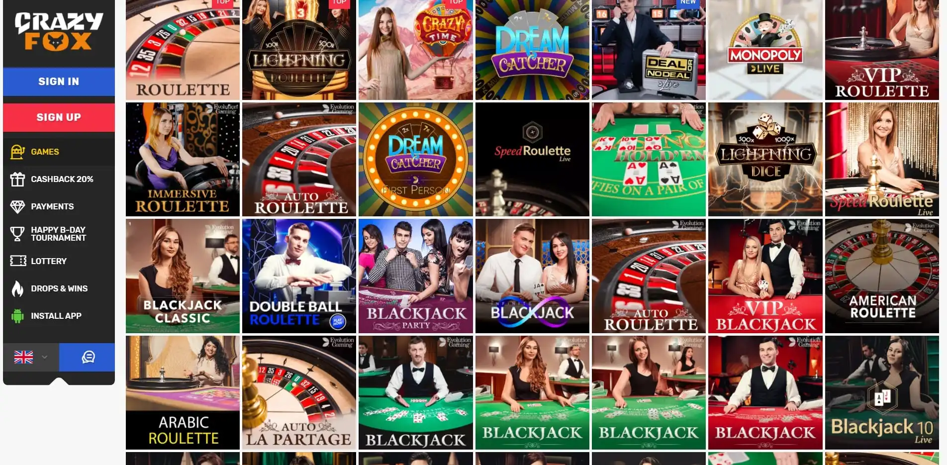 Crazy Fox Live Dealer Games