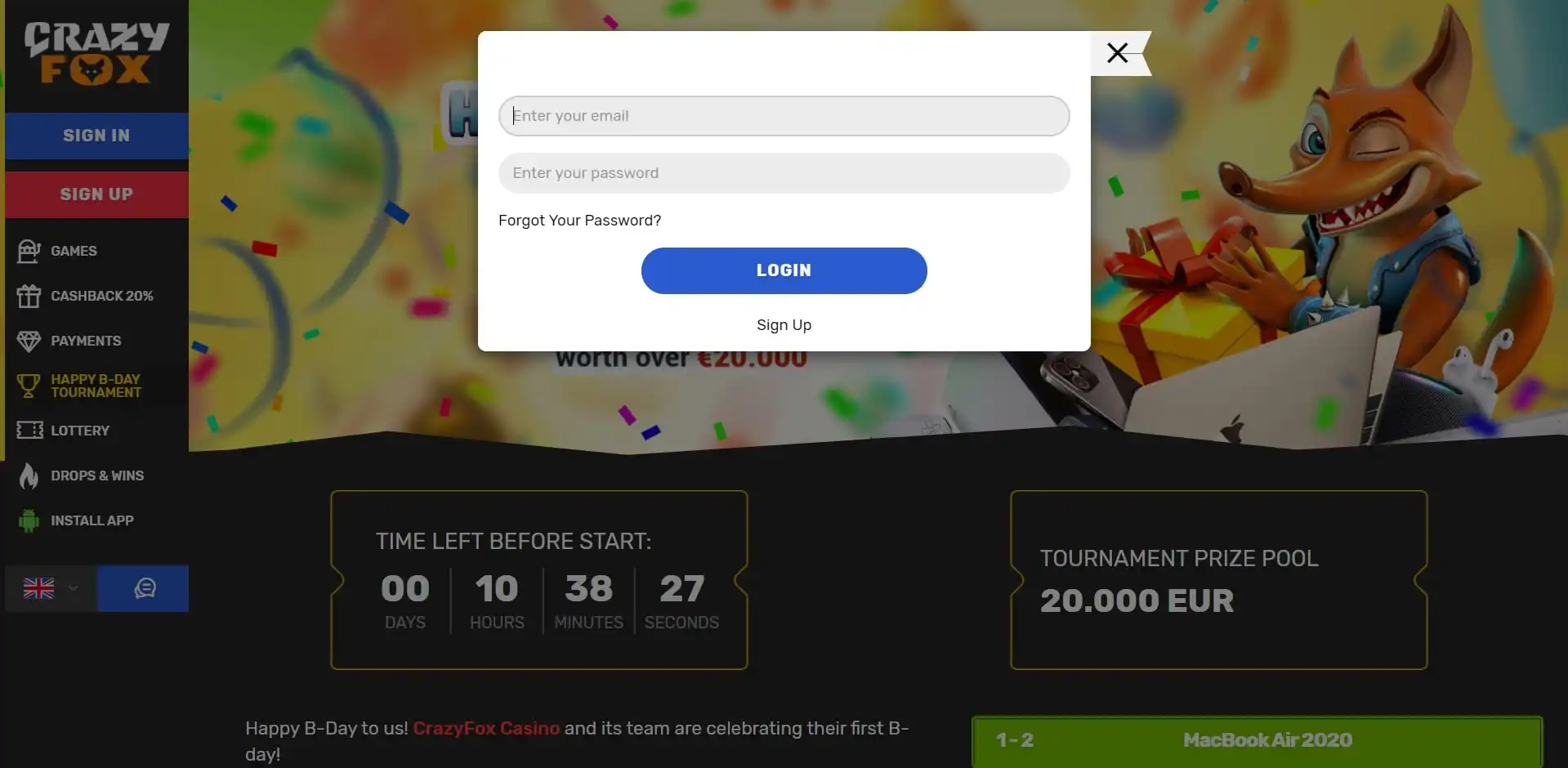 Crazy Fox Login