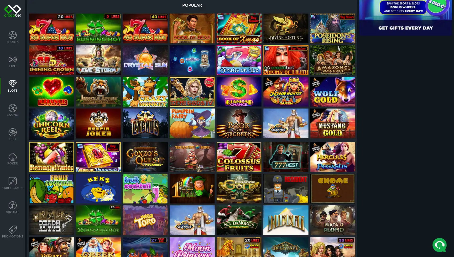 Croco Bet Casino Games