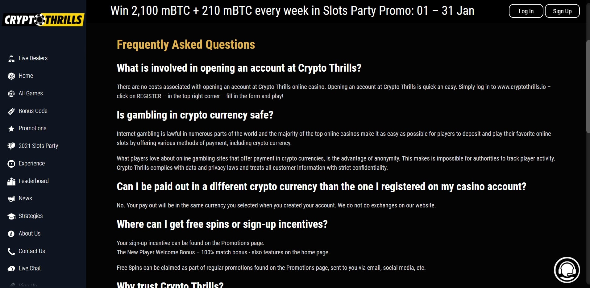 Crypto Thrills Casino Payment Methods