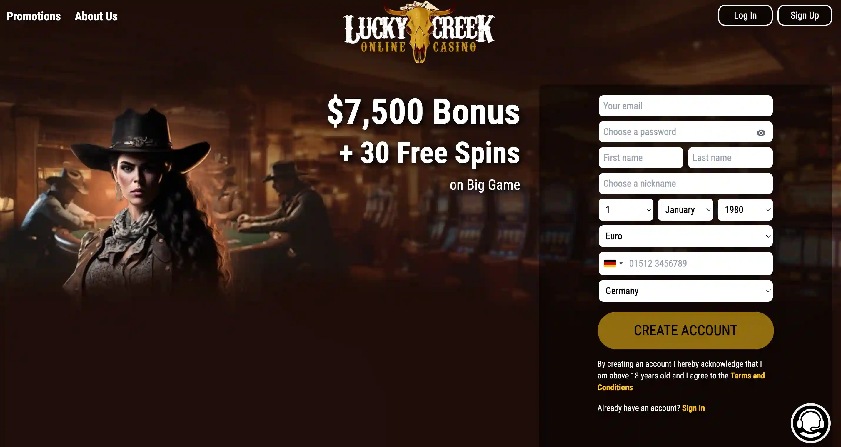 lucky creek casino login