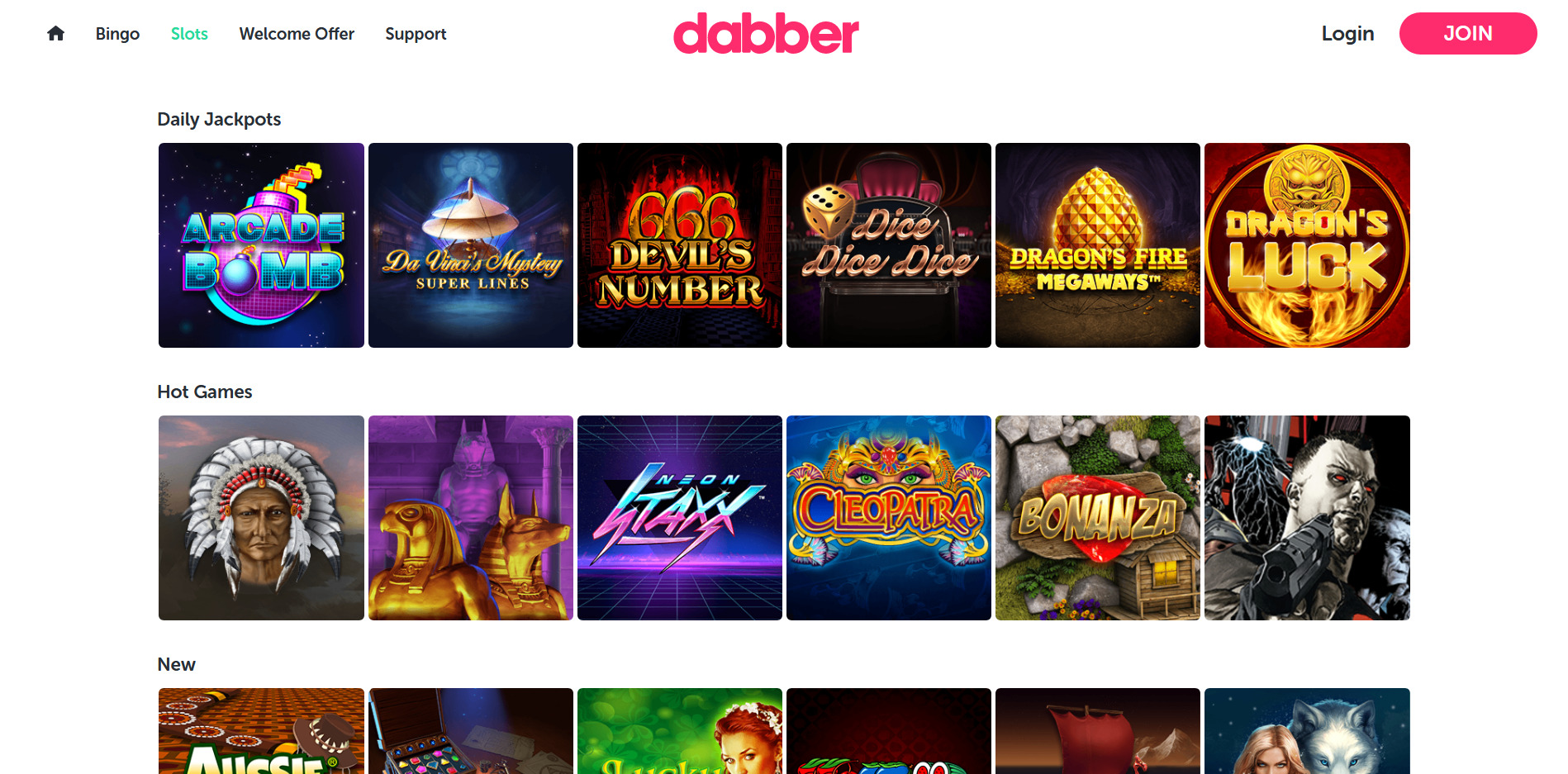 Dabber Bingo Casino Games