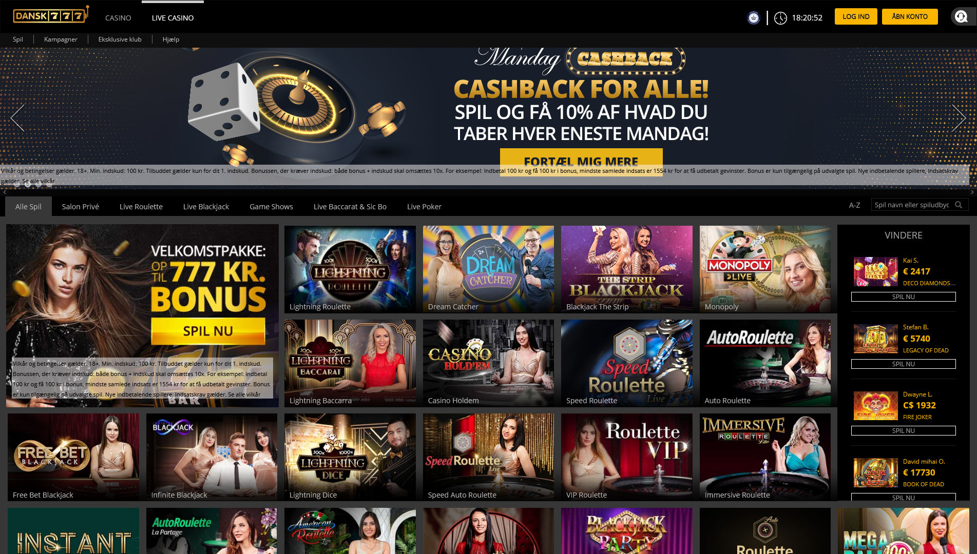 Dansk777 Casino Live Dealer Games