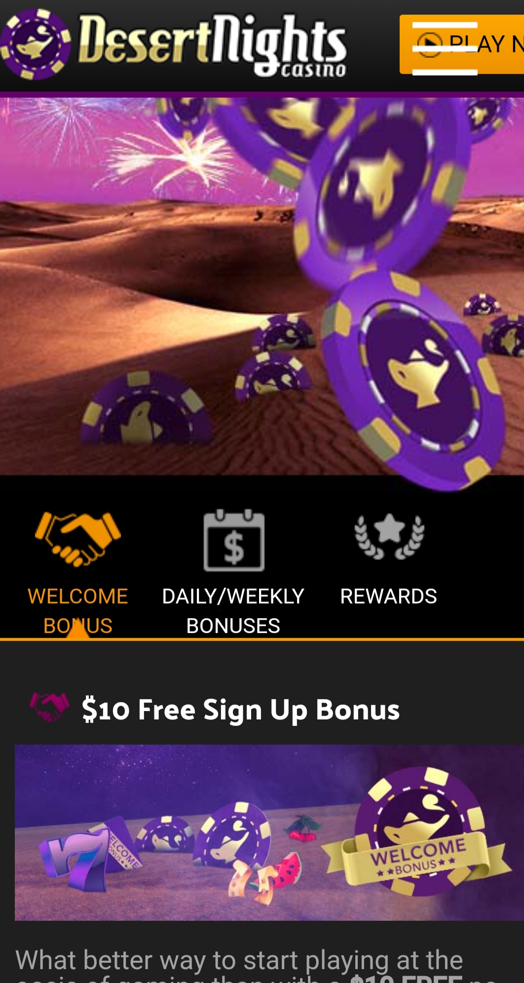 Desert Nights Casino Mobile No Deposit Bonus Review