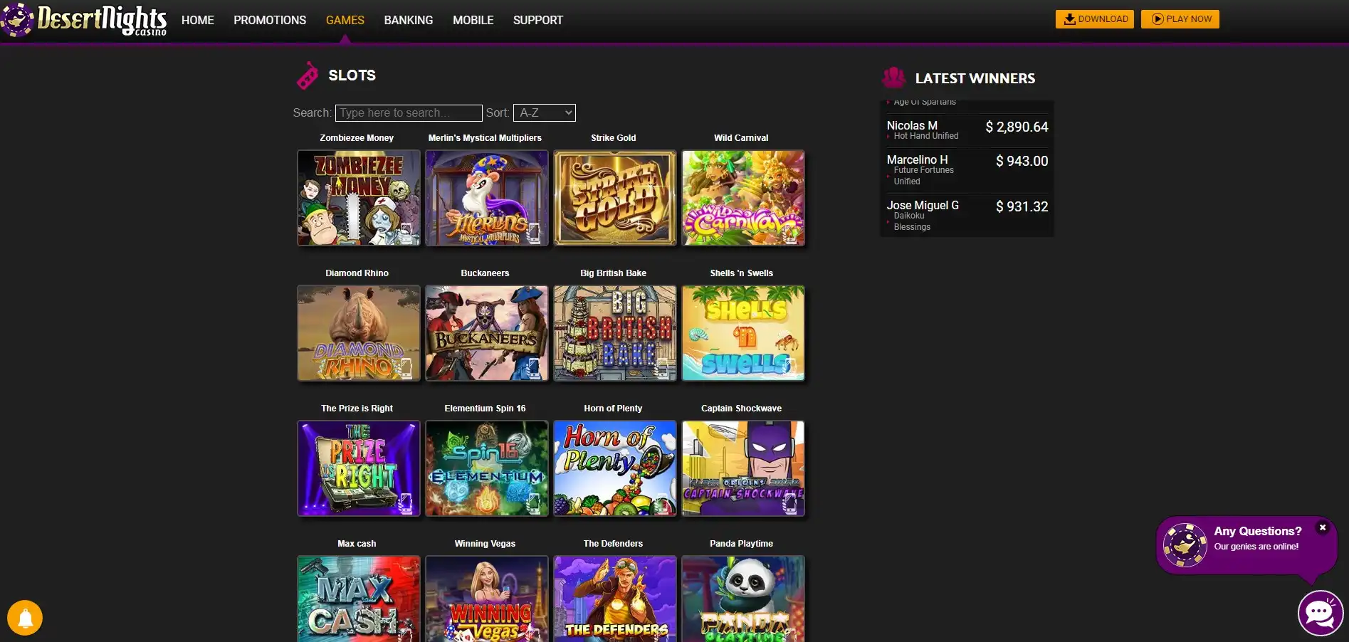 Desert Nights Casino Games