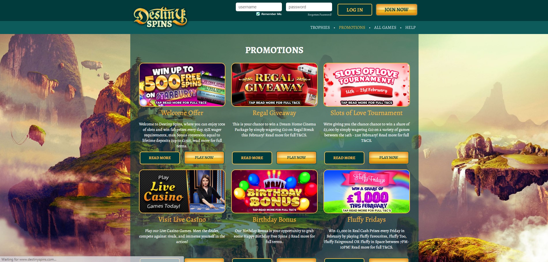 Destiny Spins Casino No Deposit Bonus