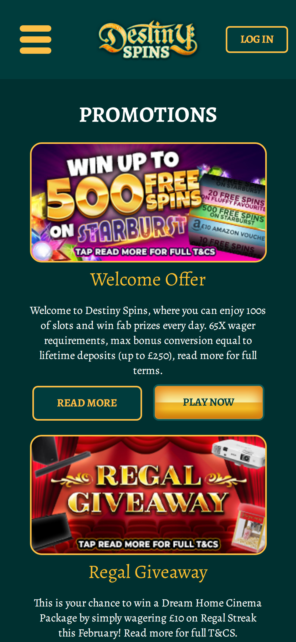 Destiny Spins Casino Mobile No Deposit Bonus Review