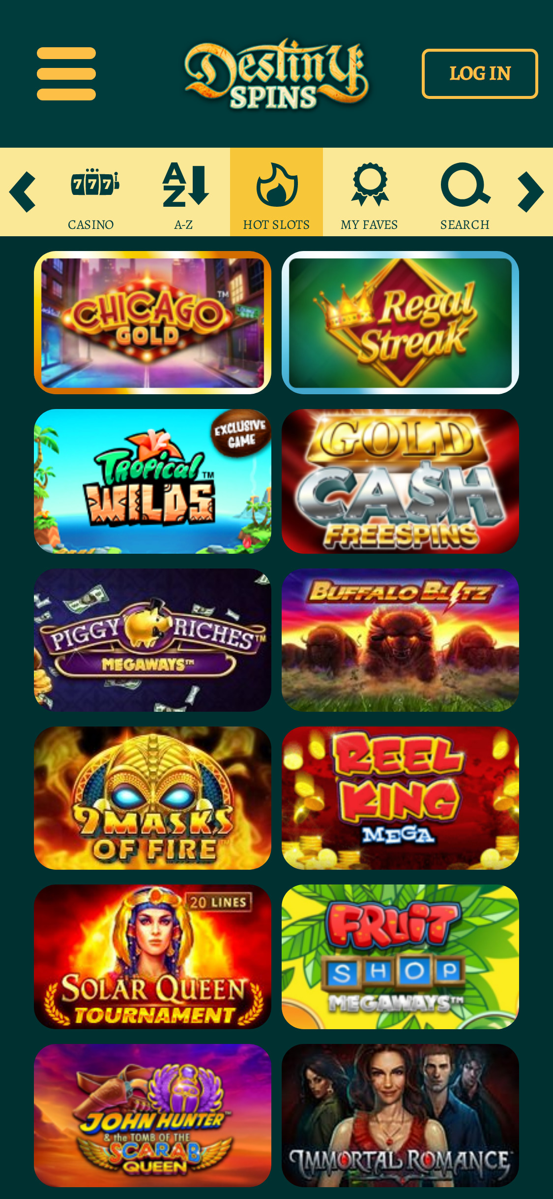 Destiny Spins Casino Mobile Games Review