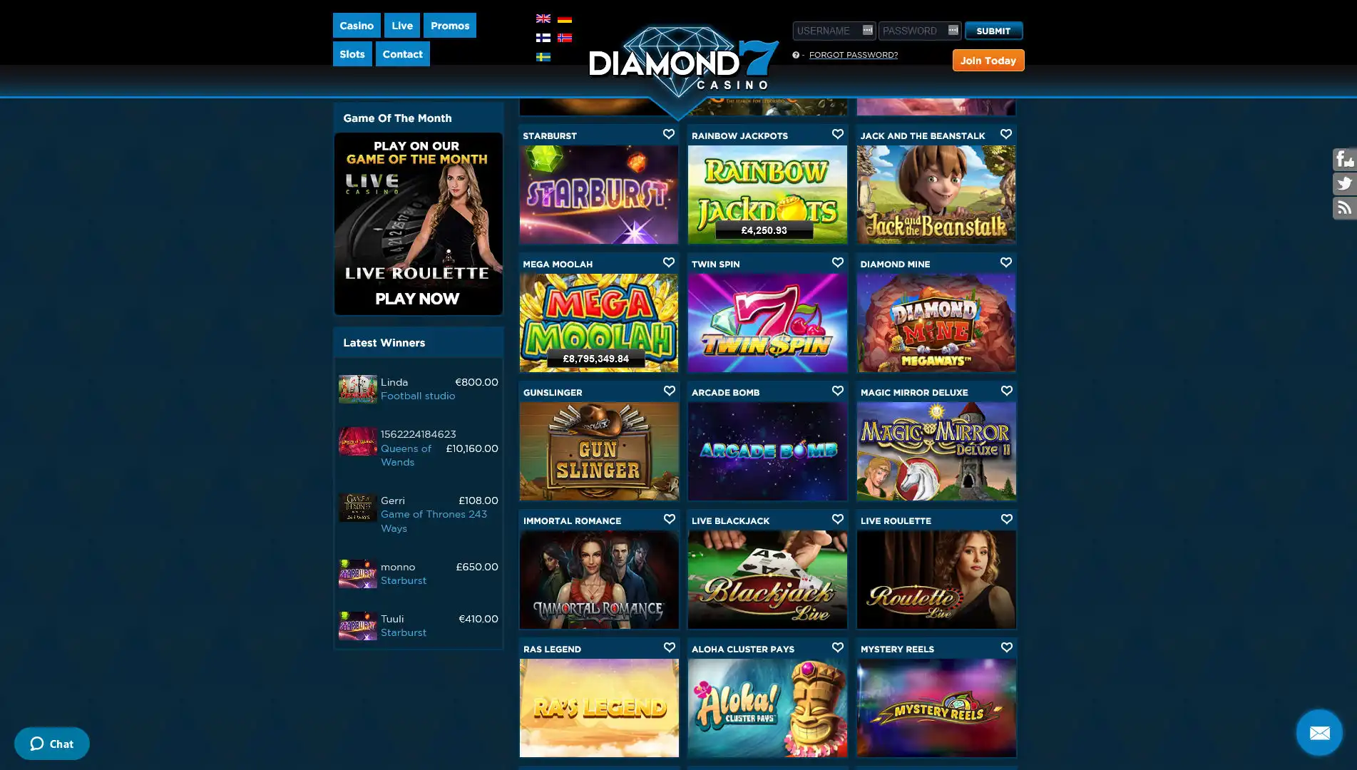 Diamond 7 Casino Games