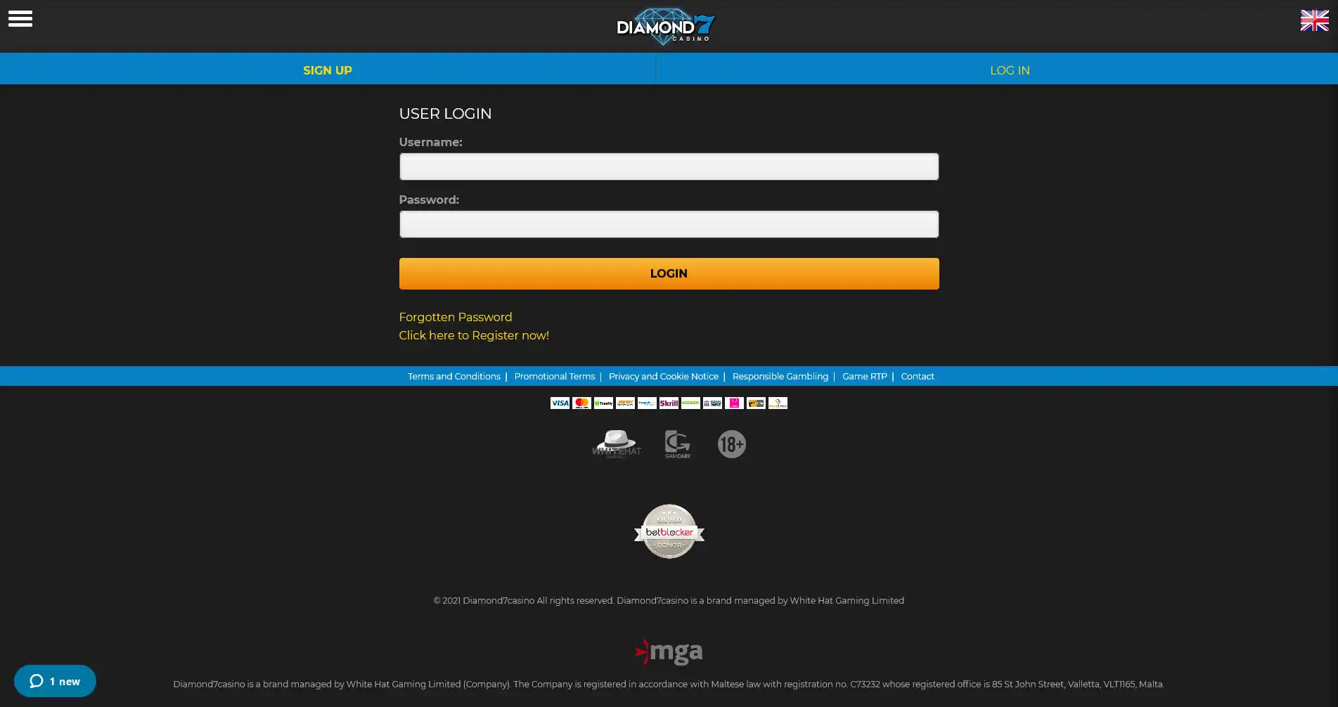 Diamond 7 Casino Login