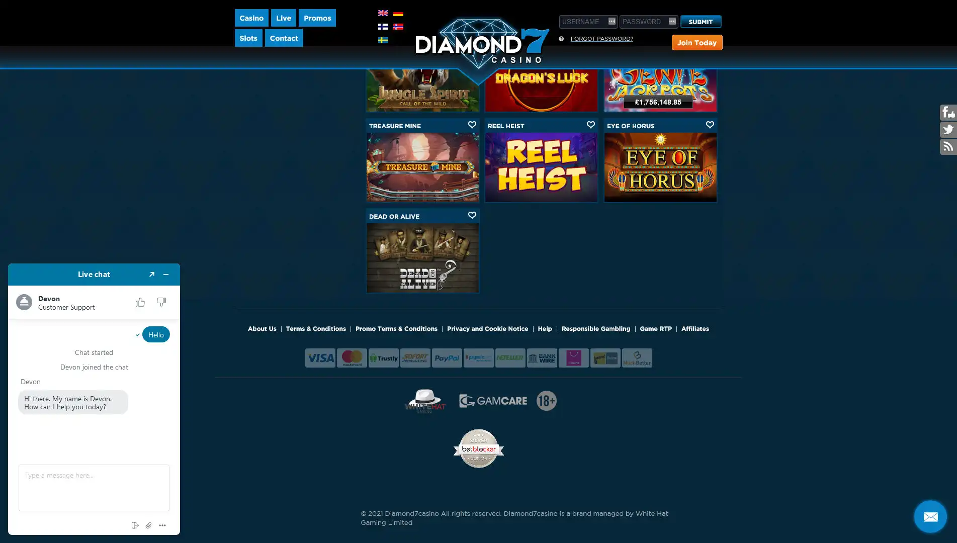Diamond 7 Casino Support
