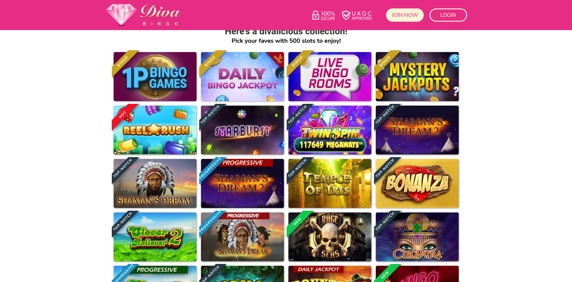 Diva Bingo Casino Games