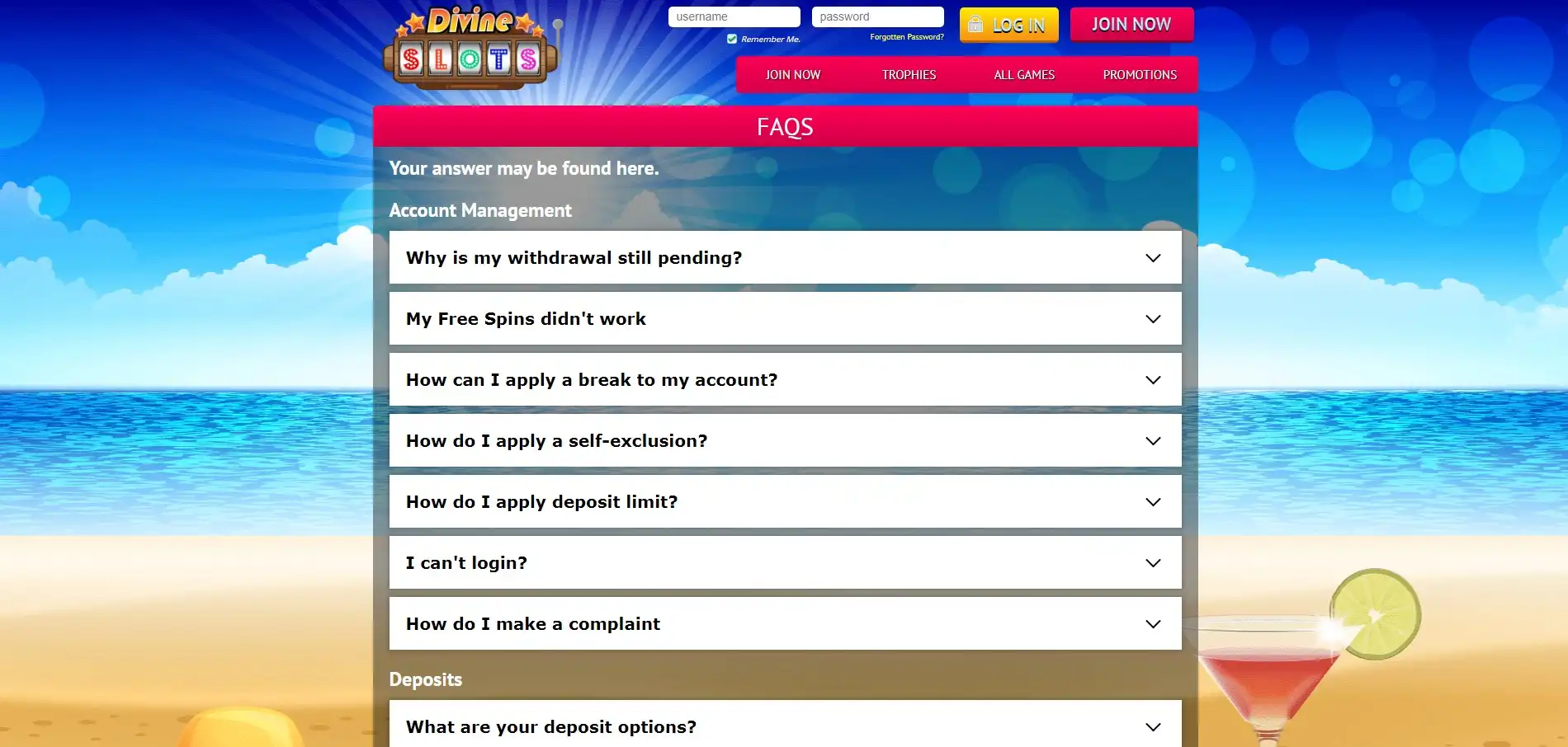 Divine Slots Casino Support
