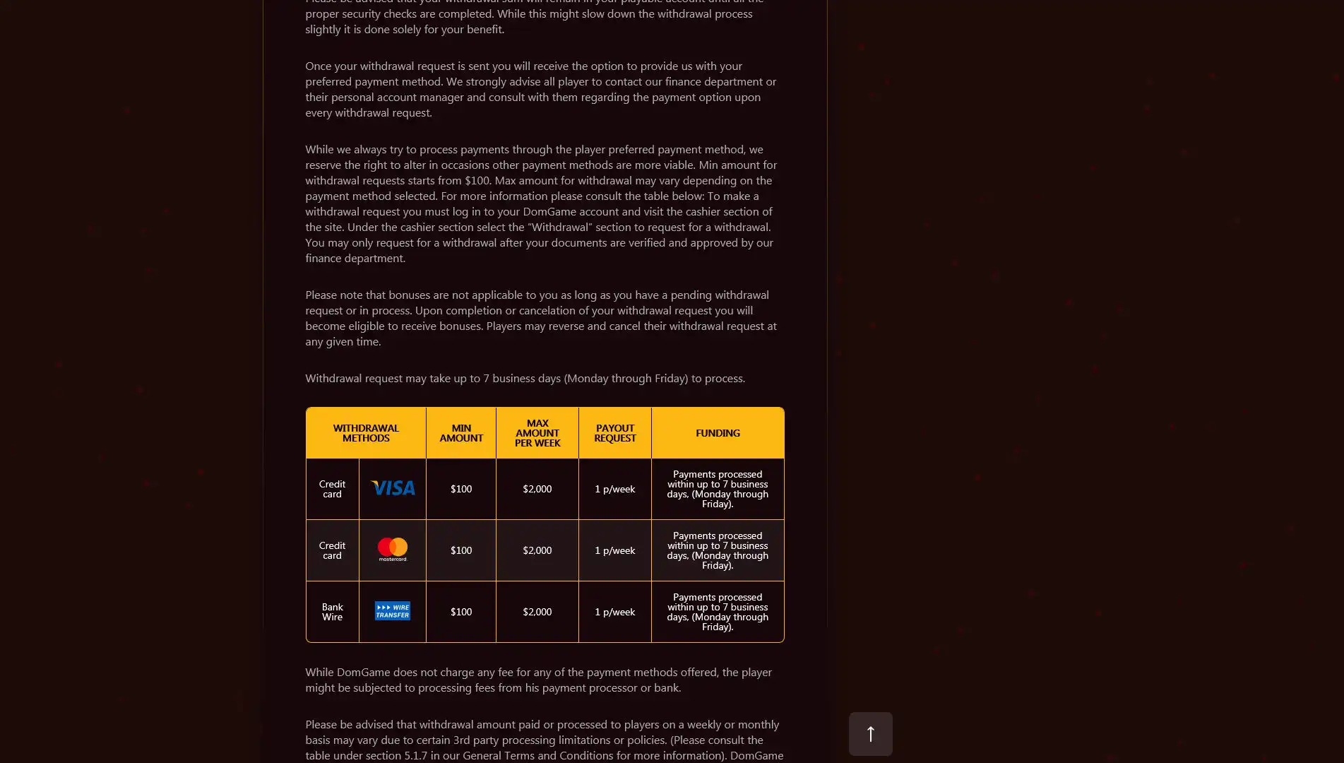 DomGame Casino Payment Methods