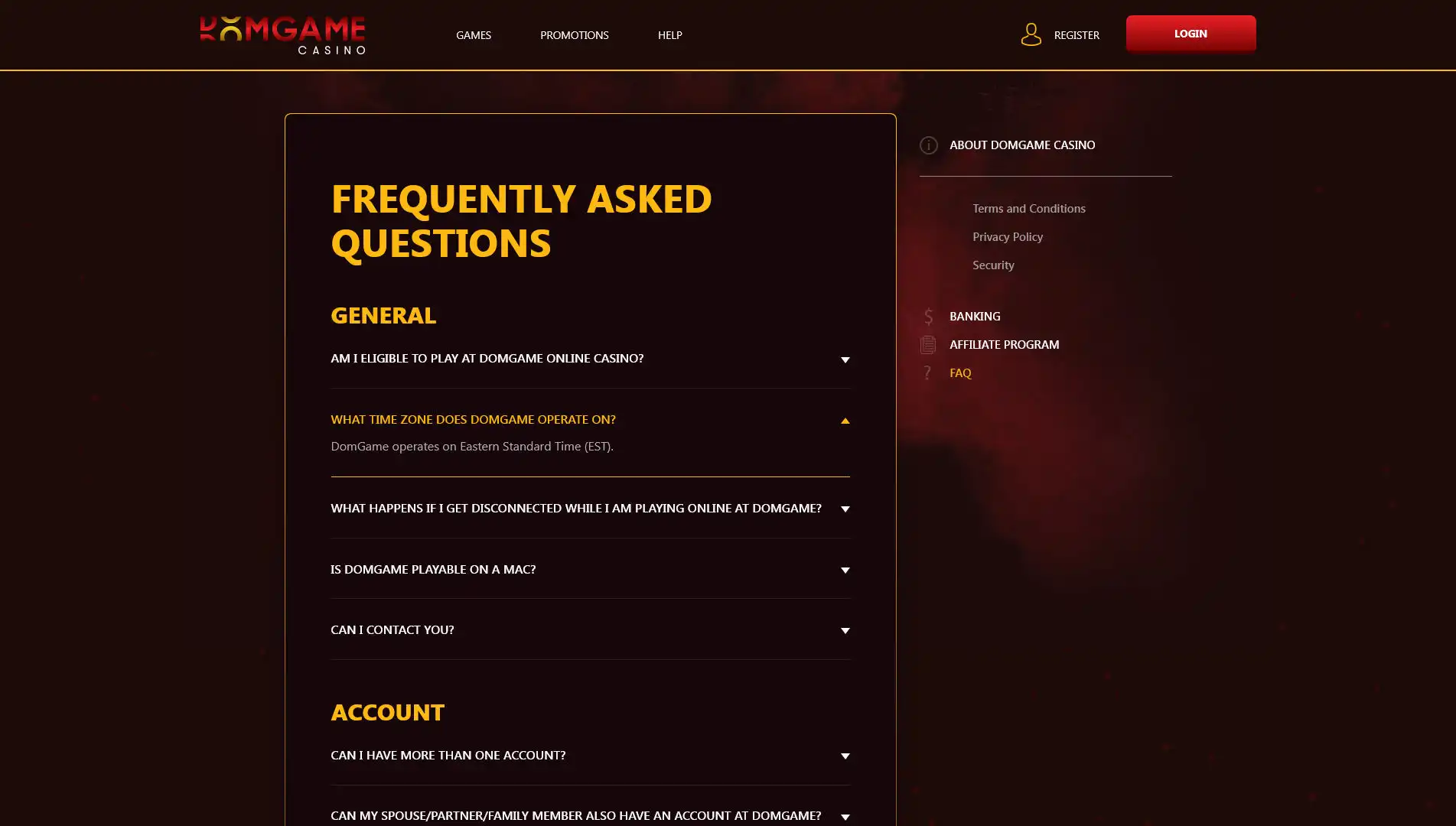 DomGame Casino Support