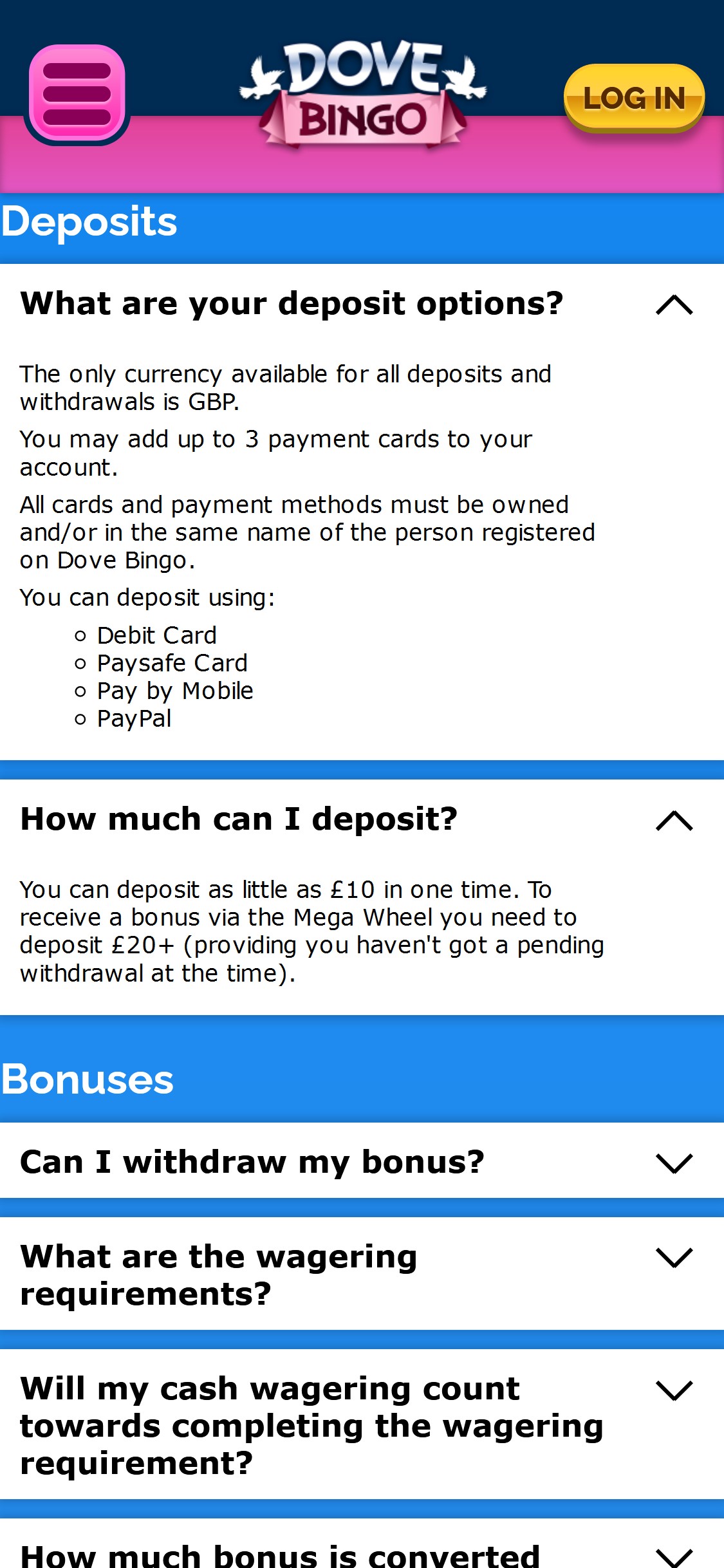Bingo Paypal Deposit