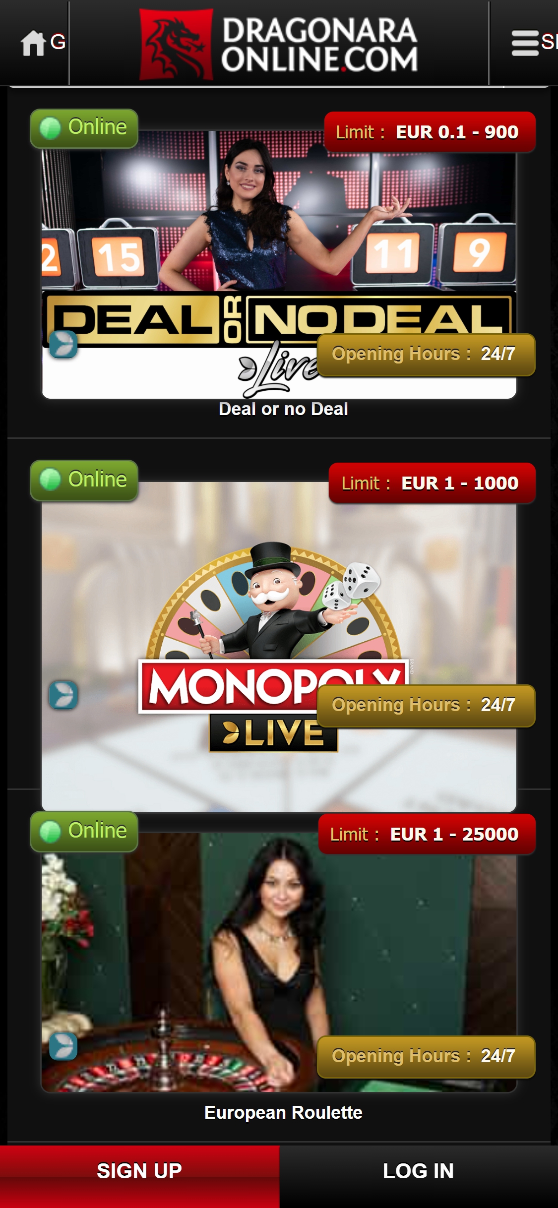 Dragonara Casino Mobile Live Dealer Games Review