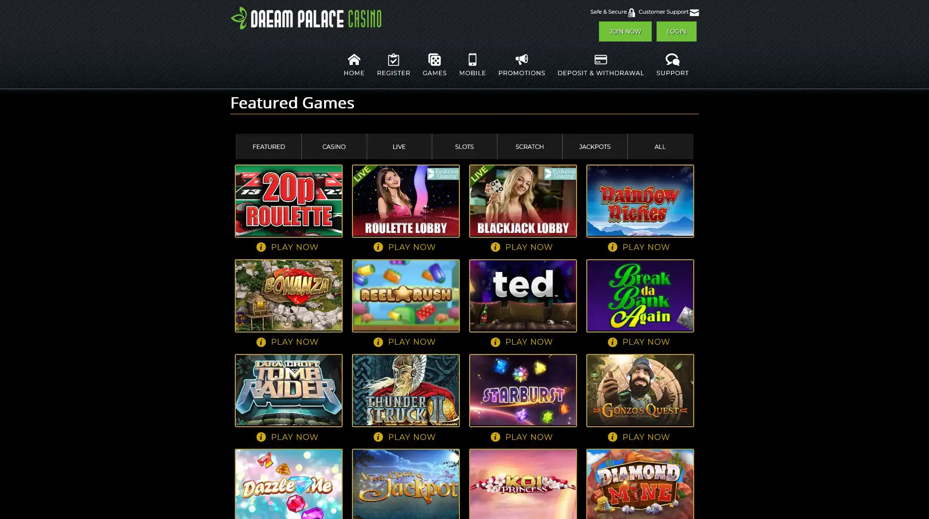 Dream Palace Casino Games