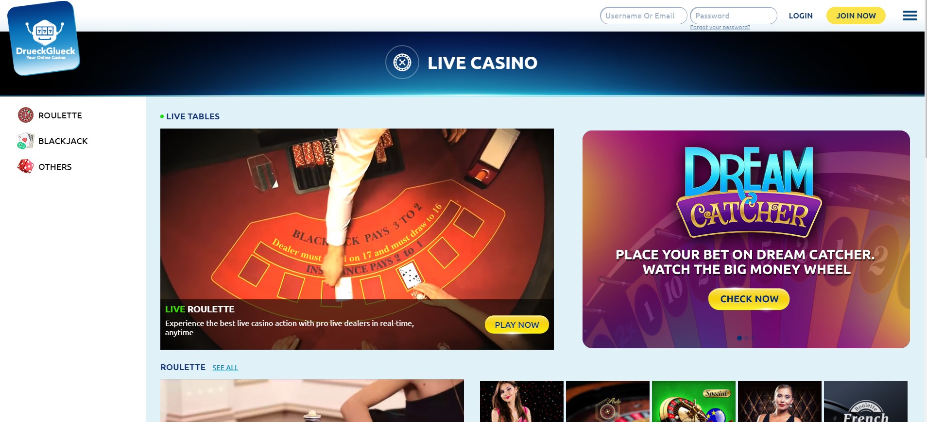 Drueck Glueck Casino Live Dealer Games